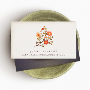 Carte D'appel Fleurs vintages florales rouges orange