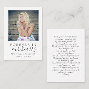 Carte D'appel Forever in Our Hearts Photo Funeral Prayer Card