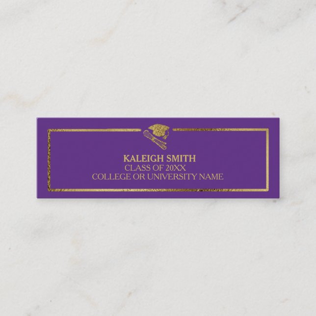 Carte D'appel Gold personnalisé sur Graduation violette Insérer  (Devant)