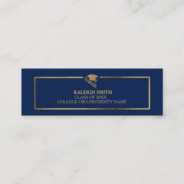 Carte D'appel Gold personnalisé sur la Marine Bleue Graduation I (Devant)