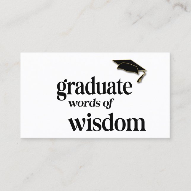 Carte D'appel Graduation Fête Paroles De Sagesse Conseil Invité (Devant)