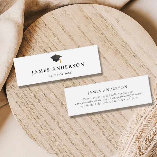 Carte D'appel Graduation Name Card Classic Black and White  (Créateur téléchargé)