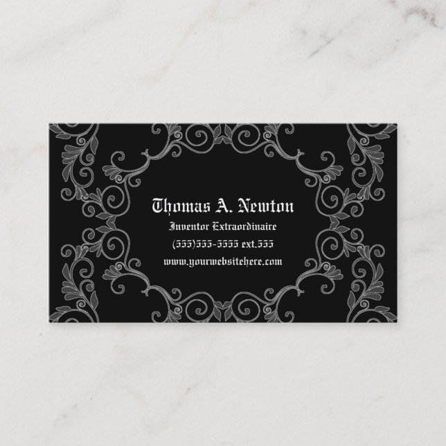 Carte d'appel Gray Damask Carte de visite gothique (Devant)