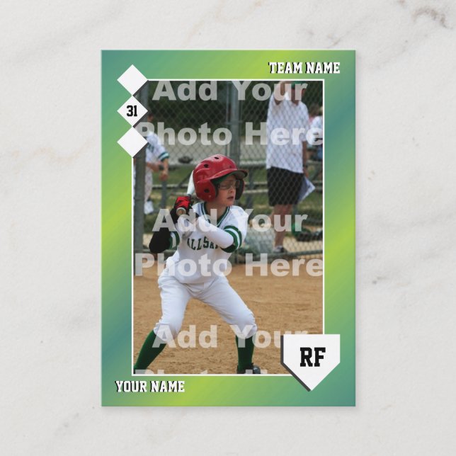 Carte D'appel Green Baseball Trading Card - Statistiques Personn (Devant)