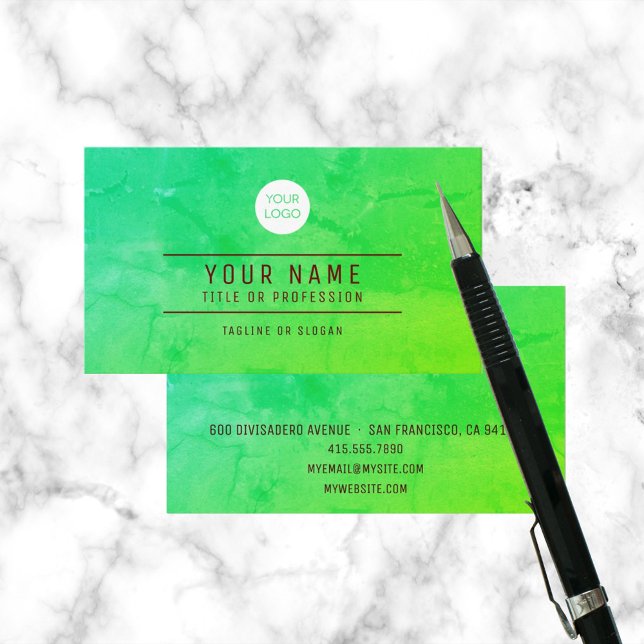 Carte D'appel Green Modern Abstrait Logo Profession Business (Green Modern Abstract Add Name Profession Business Calling Card)