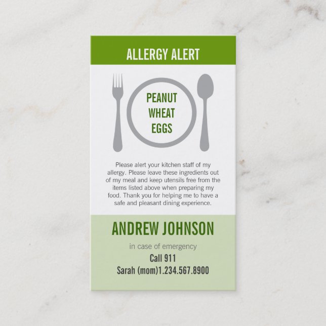 Carte D'appel Herbe vigilante Duotones d'allergie (Devant)