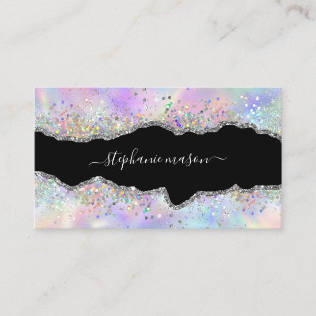 Carte D'appel Holographie Parties scintillant Beauté Salon Chic  (Devant)