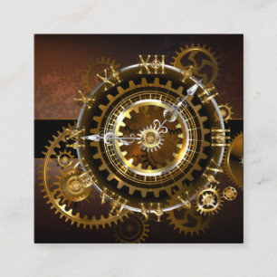 Carte D'appel Horloge Steampunk avec des engrenages anciens