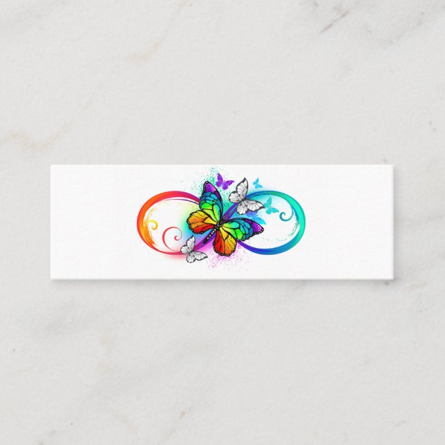 Carte D'appel Infini lumineux avec papillon arc-en-ciel (Devant)