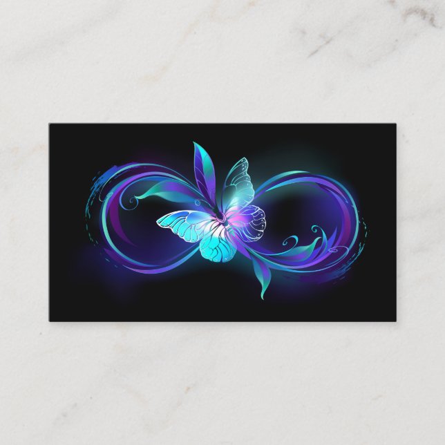Carte D'appel Infinité brillante avec papillon magique (Devant)
