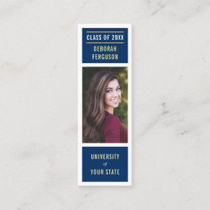 Carte D'appel Infos photo de graduation bleu marine moderne