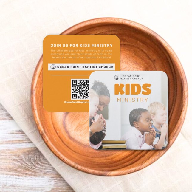 Carte d'appel Invitation de l'église du ministère  (Kids Ministry Church Invite Calling Card)