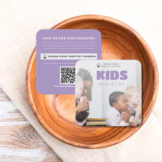 Carte d'appel Invitation de l'église du ministère  (Kids Ministry Church Invite Calling Card)