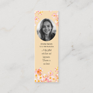 Carte D'appel Joli marque-page de deuil mini avec photo de fleur