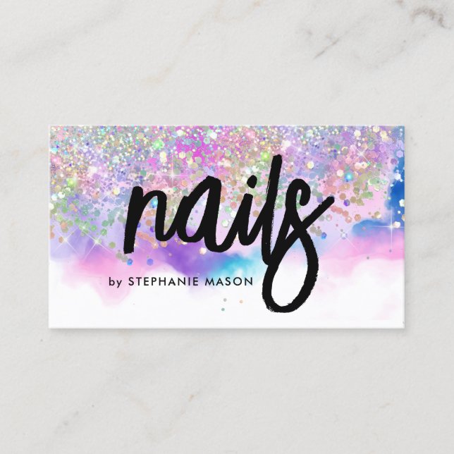 Carte D'appel Jolie aquarelle Holographe Parties scintillant ong (Devant)