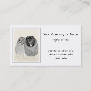 Carte D'appel Keeshond Maman et Son Peinture - Art Chien origina