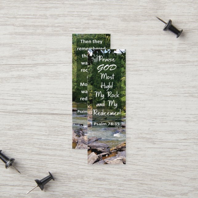 Carte D'appel La Bible Verse Mon Rocher Mon Rédempteur Mini Sign (Devant/Arrière en situation)