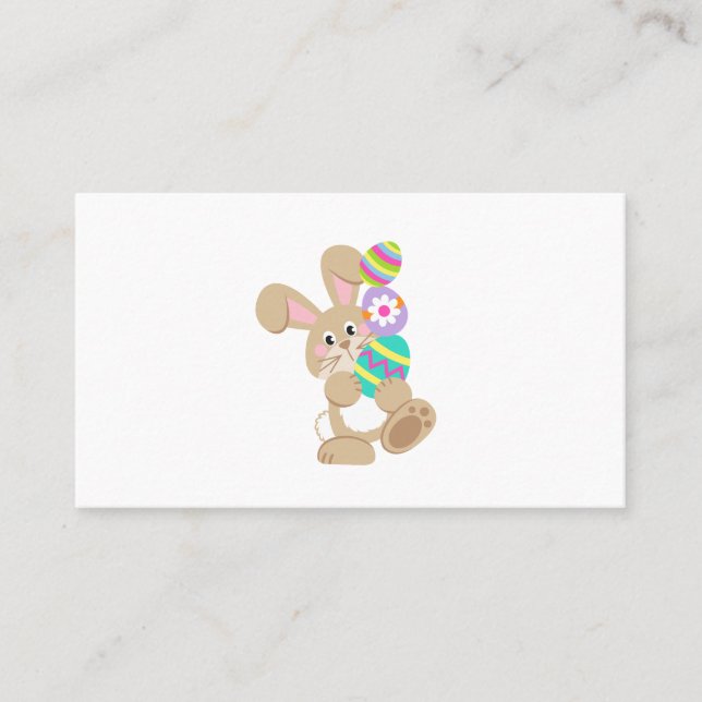 Carte D'appel Lapin de Pâques portant des oeufs (Devant)