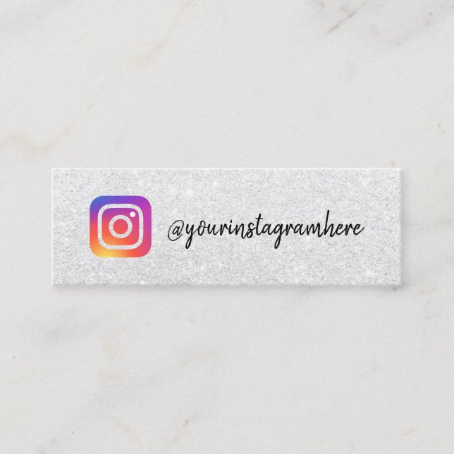 Carte D'appel Logo Instagram parties scintillant argent script d (Devant)