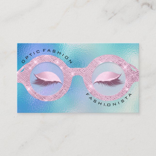 Carte D'appel Lunettes bleu rose Holographe optique de rendez-vo (Devant)