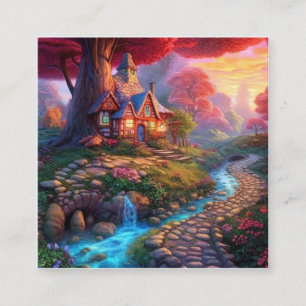 Carte D'appel Maison d'Imaginaire du coucher de soleil dans les 