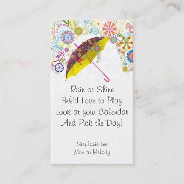Carte D'appel Maman Calling Card Umbrella 2013 Calendar Modèle (Devant)