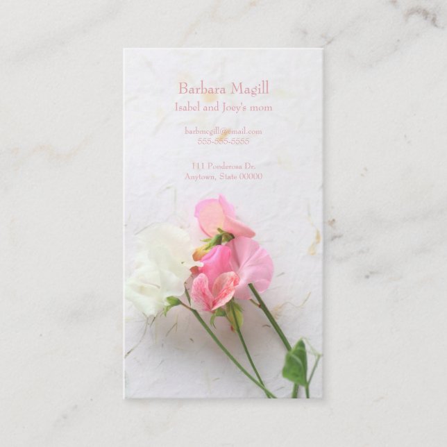 Carte D'appel Maman de pois doux roses et blancs (Devant)