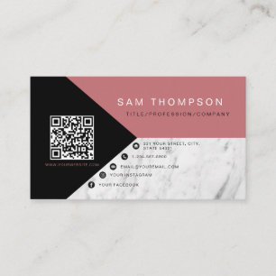 Carte D'appel Marbre professionnel rose QR Code Entreprise moder