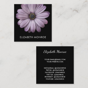 Carte D'appel Marguerite lavande sur carré noir