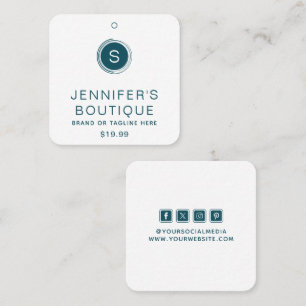Carte D'appel Marque de boutique blanche cyan moderne
