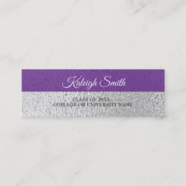 Carte D'appel Métallic Purple Silver Graduation Insérer (Devant)