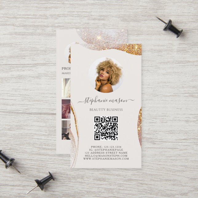 Carte D'appel Modèle Beauté Esthétique Médias sociaux Entreprise (Devant/Arrière en situation)