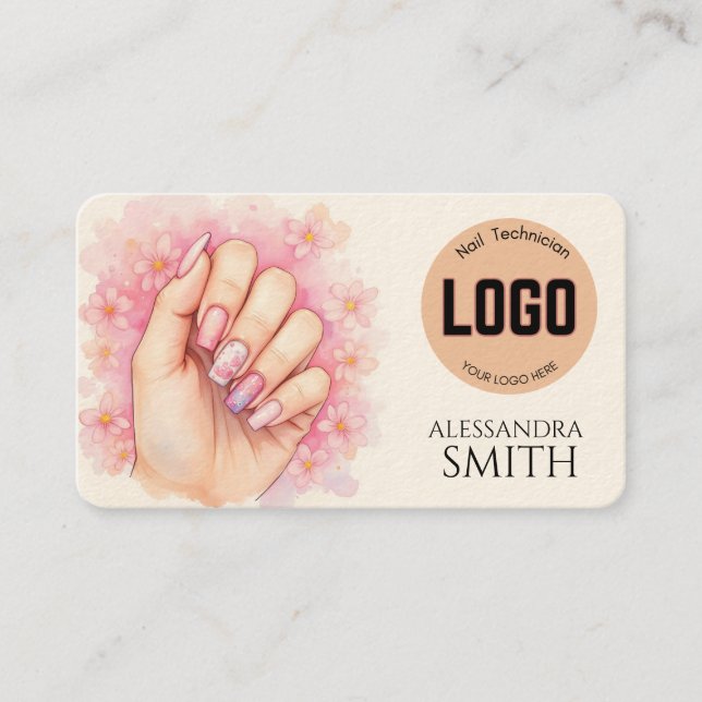 Carte D'appel Modern Simple Professional Business Nail Tech Card (Devant)