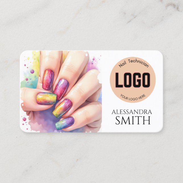 Carte D'appel Modern Simple Professional Business Nail Tech Card (Devant)