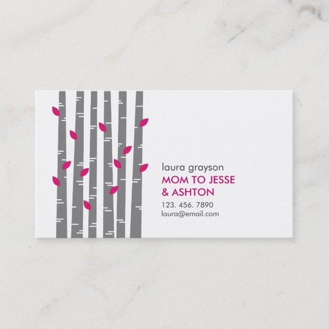 Carte d'appel moderne Birch Mommy (Devant)