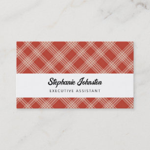 Carte D'appel Moderne Simply Chic Rouge Blanc Plaid Personnel