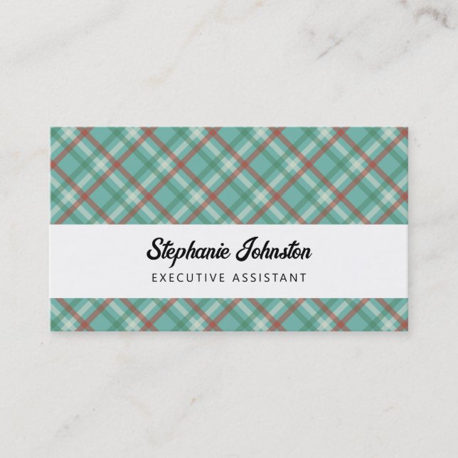 Carte D'appel Moderne Simply Chic Vert Rouge Plaid Personnel (Devant)