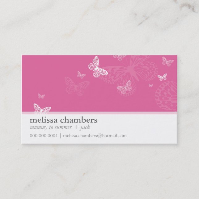 Carte D'appel MOMMY PLAYDATE CONTACTER mignon papillon rose mode (Devant)