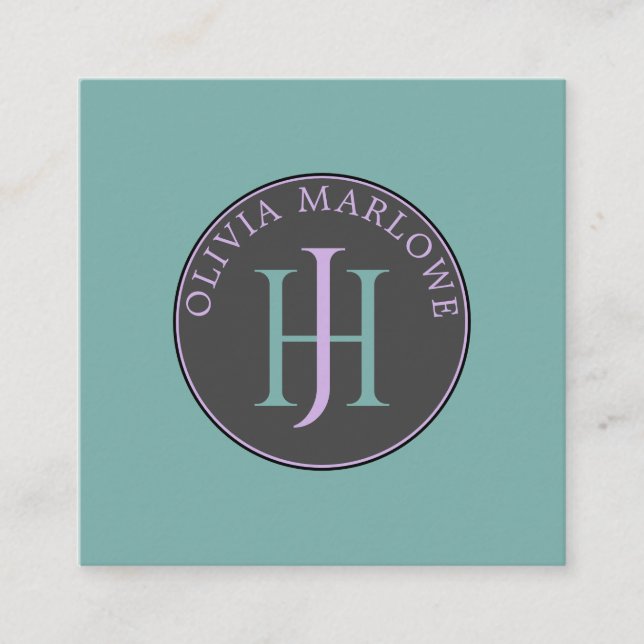 Carte d'appel Monogram Turquoise Lilac (Devant)