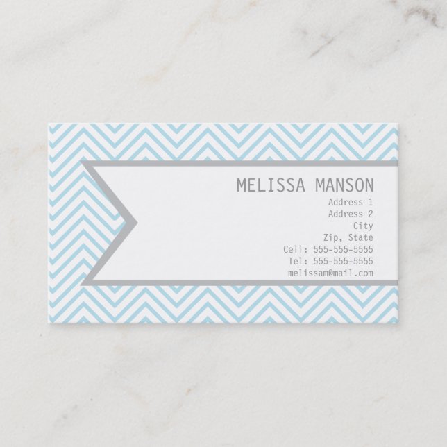 Carte d'appel Monogramme Blue Chevron (Devant)