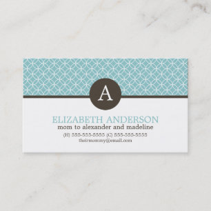 Carte D'appel Monogramme Motif des cercles bleu clair moderne