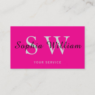 Carte D'appel Monogramme rose et noir minima moderne Business