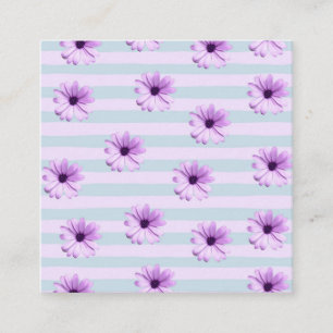 Carte D'appel motif de marguerite rayée de bleu et de violet