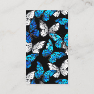 Carte D'appel Motif sans couleur foncée avec papillons bleus Mor