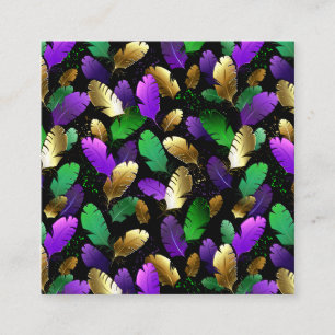 Carte D'appel Motif sans couture avec plumes de Mardi Gras