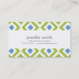 Carte D'appel Motif vert-bleu d'Ikat de diamants