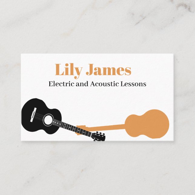 Carte D'appel Musicien Guitare minimaliste moderne (Devant)