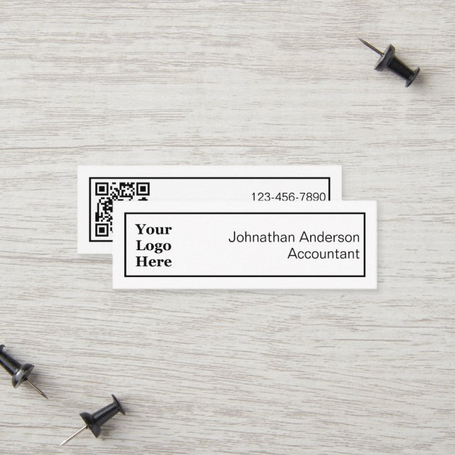 Carte D'appel Noir et blanc professionnel Votre logo et code QR (Devant/Arrière en situation)