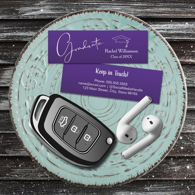 Carte D'appel Nom de la classe Détails de la classe Violet (Small purple Graduation Calling Cards are 3" x 1", hand out to friends keep in touch
)