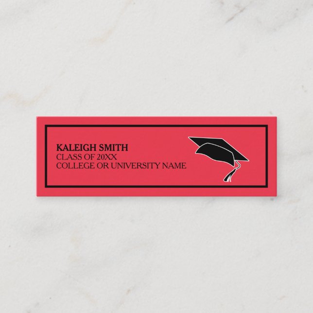 Carte D'appel Nom d'insertion de graduation rouge personnalisée (Devant)